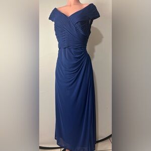 Alex Evenings Women Wrap Side Cocktail Dress Sleeveless Blue Size 14W